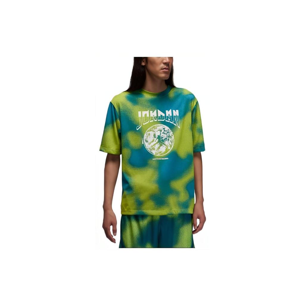 Jordan Loose Pattern Print Crew Neck Short Sleeve T-Shirt Men Tops Green FB7449-441