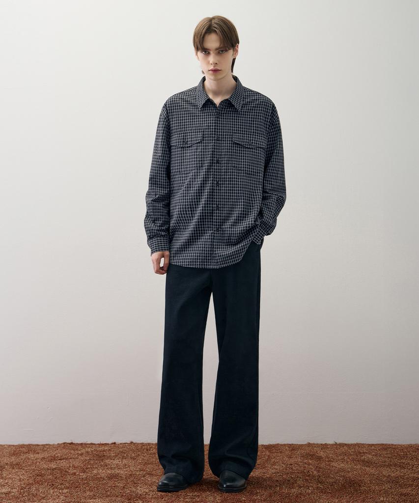 DRAW FIT Denver Two-Pocket Check Shirt [Dark Blue]