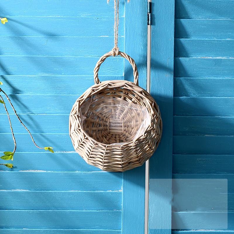 Handmade Wicker Rattan Basket Nest Flower Pot Planter Hanging Vase Container