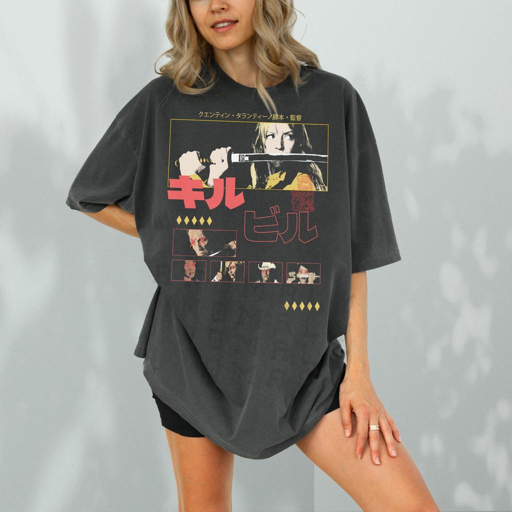 A Retro Japanese Action Movie Pattern Tshirt Suitable for Both Unisex and Women Quentin Tarantinos Killing Movie Street Tshirt