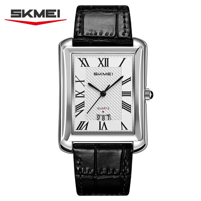 SKMEI 2575 Waterproof Date Genuine Luxury High-end Quartz Watch for Men Leather Strap Mens Wristwatch Shockproof Colck Relgios