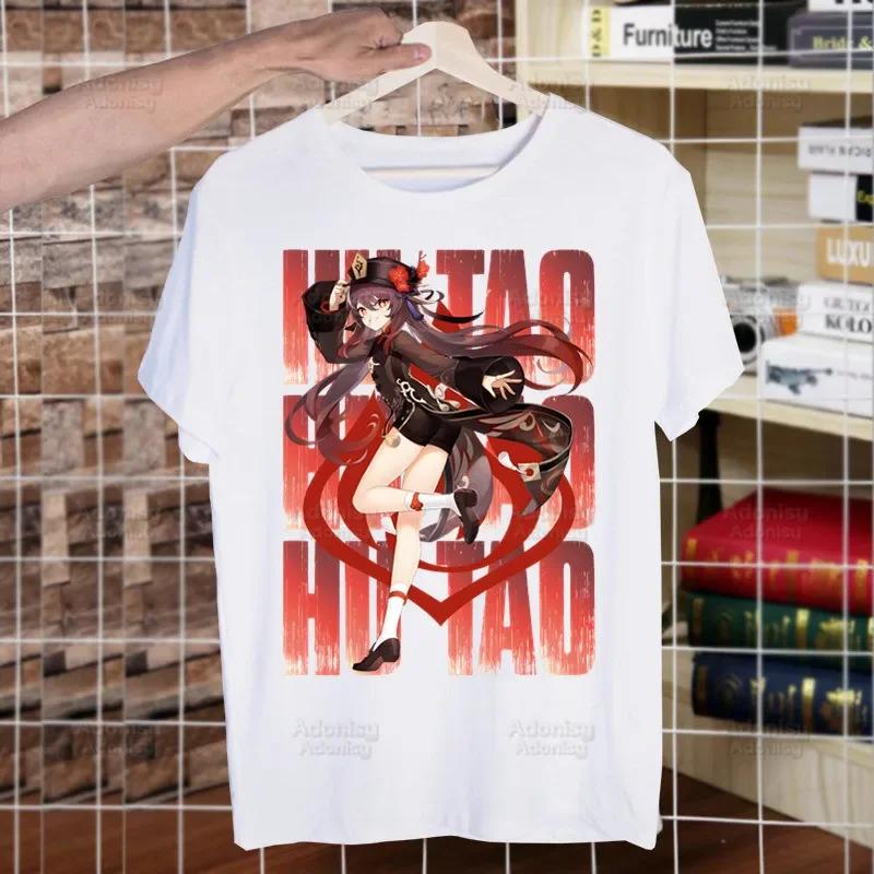 Genshin Impact HuTao Cartoon Kawaii  Unisex's Tshirt Cute Shirt  Unisexs Fashion T-Shirt For  Unisex Casual Tops Short Sleeve Shirt