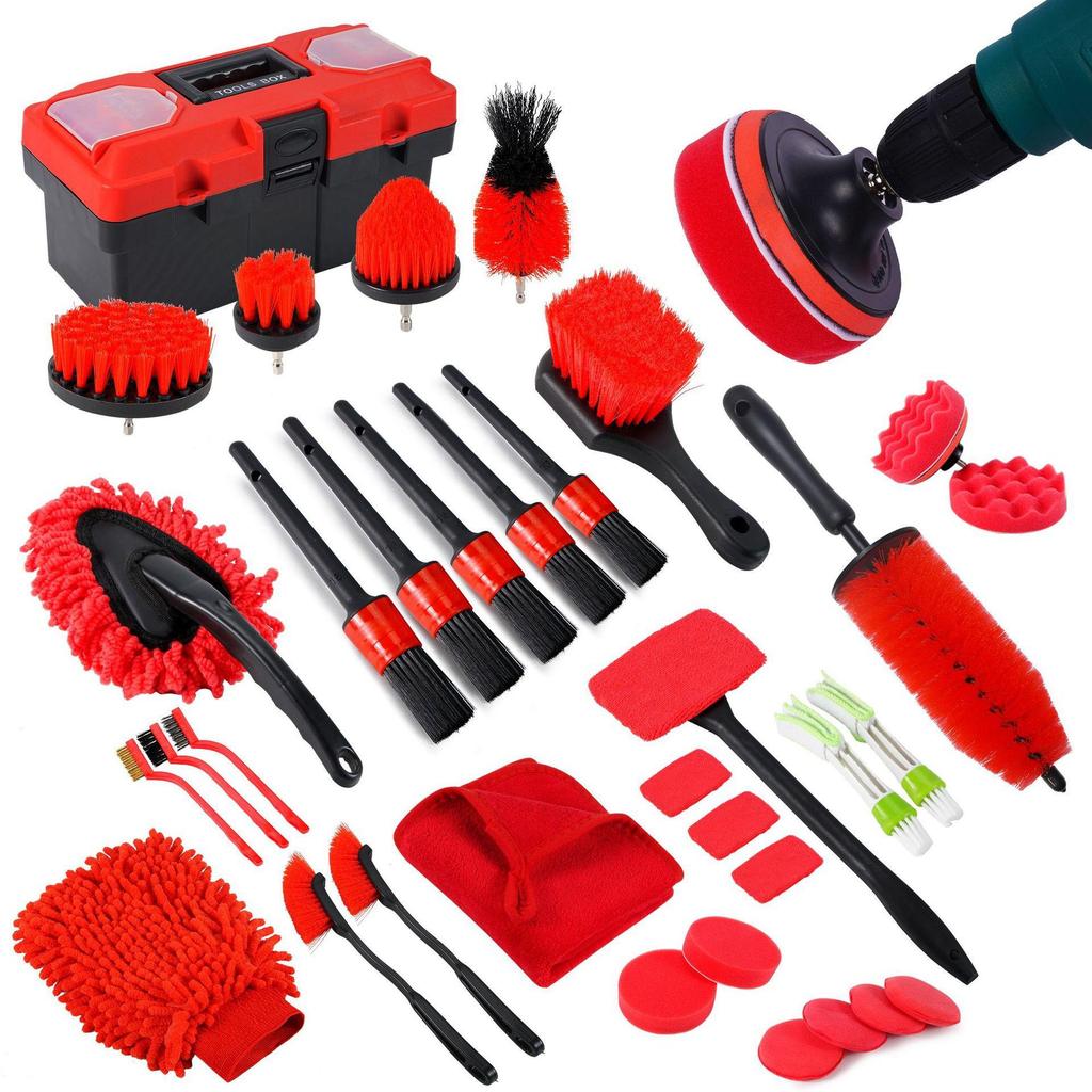 35-Piece Electric Drill Cleaning Brush Set: Bristle Brushes for Car Polishing and Crevice Cleaning