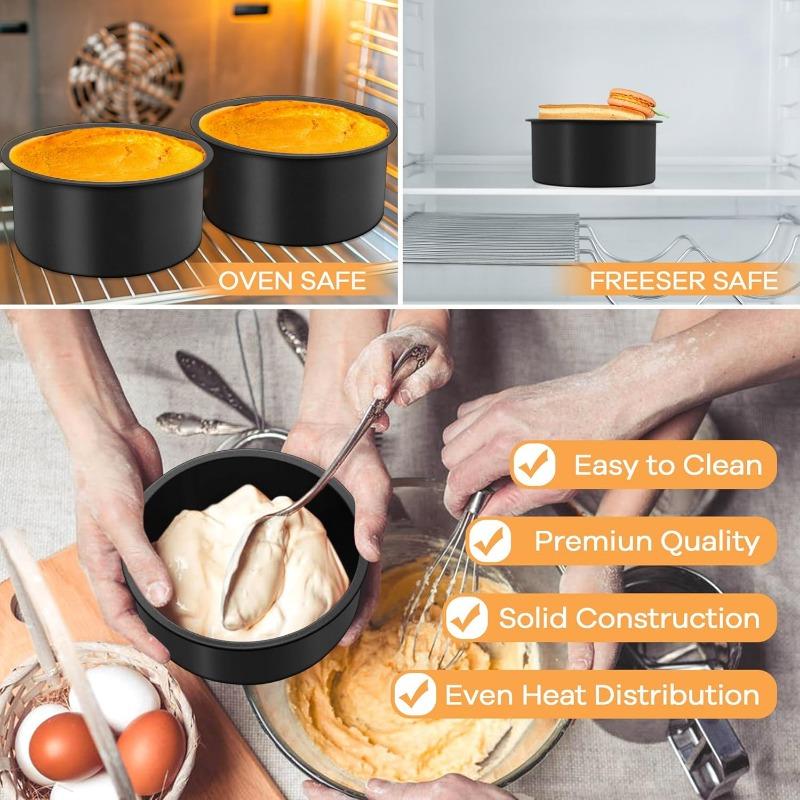 Non Stick Pizza Pan Set for Air Fryer and Oven Cooking Round Cake Baking Pan for Desserts Pizza and More Kitchen Bakeware