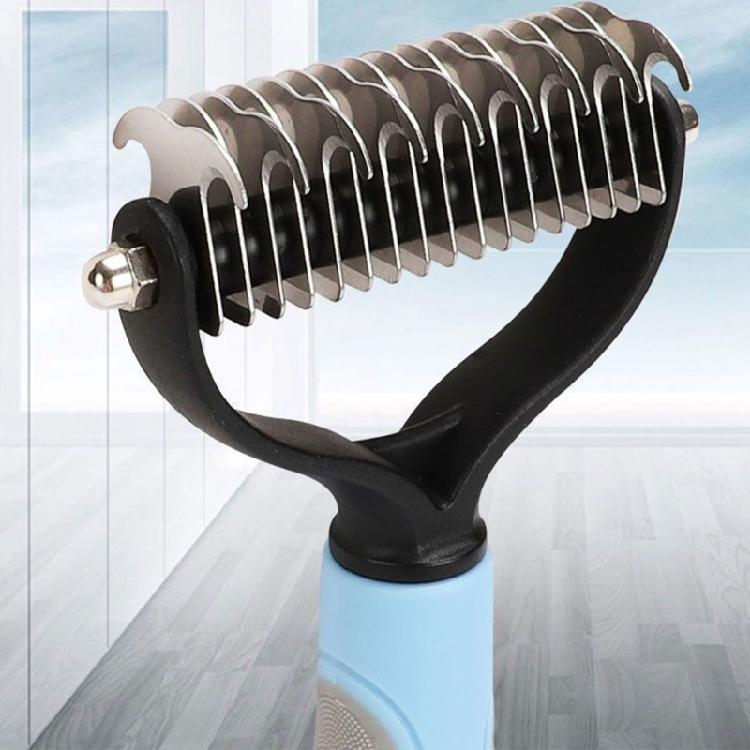 Ergonomic Pet Grooming Brush Double Side Head Design Stainless Steel Dog Cats Comb For Matted Furs Shedding Control