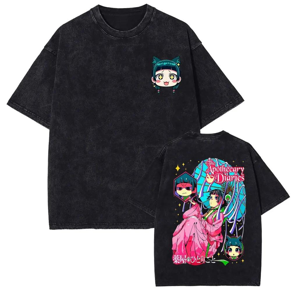 Mao Mao's Apothecary Diaries Anime Washed T-shirts Remedies Medicine Cartoon T Shirt Men Women Fashion Aesthetic Short Sleeve Female Male Clothing 