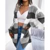 Vintage Stripe Knitted Cardigan Women Long Sleeve Open Stitch Loose Sweaters Coat Casual Pull Femme Loose Elegant Knitwear 28204