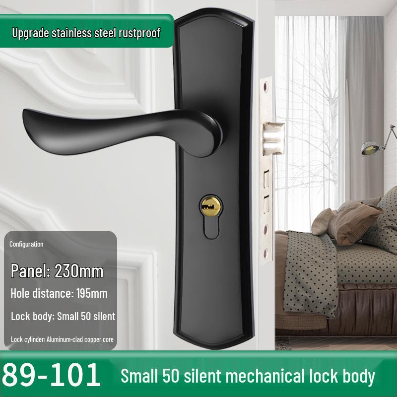 Univerzální magnetický černý vnitřní zámek kliky dveří pro dřevěné dveře ložnice