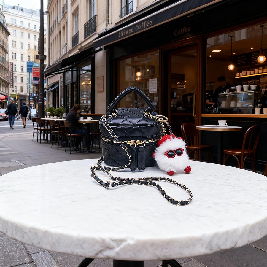 Мини-косметичка Lingge ручная с красным конвертом, модная и универсальная сумка через плечо чёрный