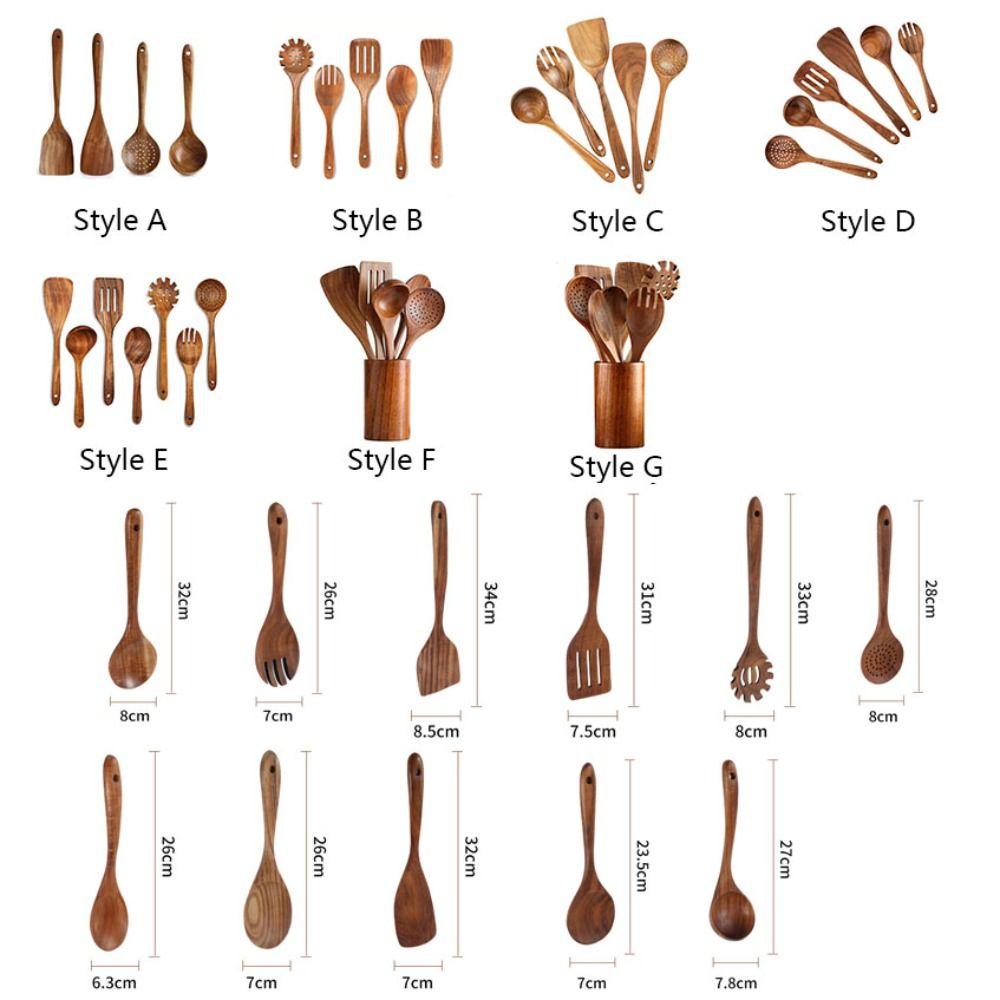 4-8pcs Natural Material Kitchen Utensils Set with Storage Bucket Kitchen Shovel Set  Non-stick Pan