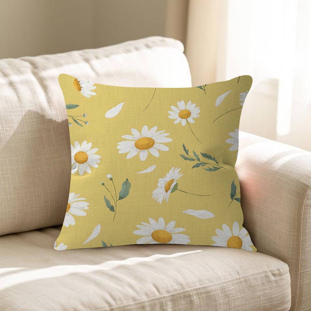 Summer Daisy Flower Pillow Cushion Cover Pillowcase Living Room Sofa Home Decor Customized