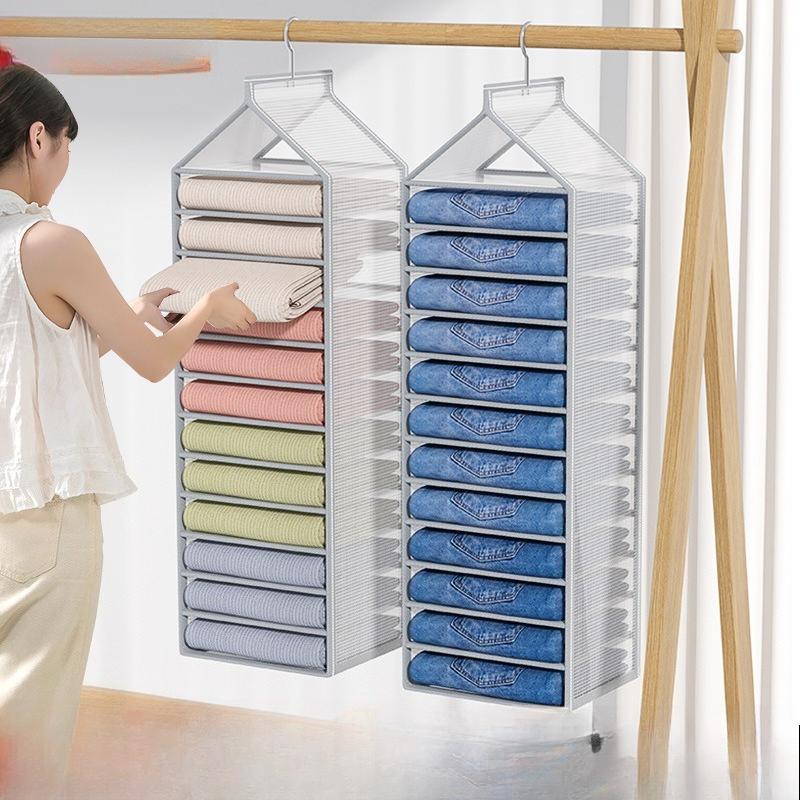 Pants, clothes storage hanging bags wardrobe layered hanging clothes separation and sortingdivine toolfor homefabric storagerack