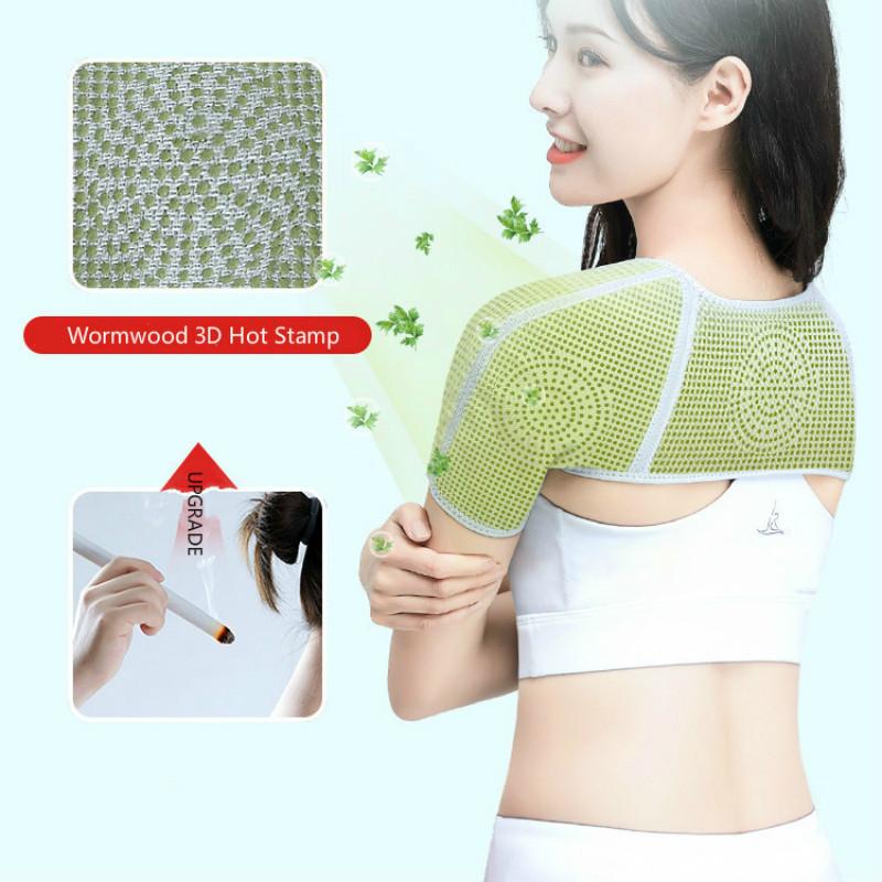 Double Shoulder Support Brace Wormwood Compression Belt For Arthritis Pain Relief Dislocation Warm Protector