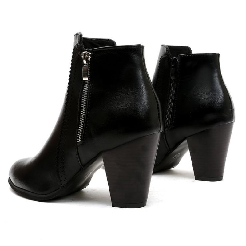 European and American Rubbed Thick High-Heeled Side Zipper Foreign Trade Large-Size Women's Martin Boots Ankle Boots for Autumn and Winter