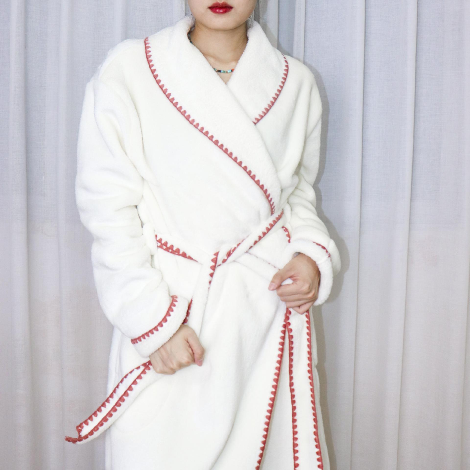 

Женский комплект халата с капюшоном кремово-белого цвета - Теплый, мягкий и удобный для осени и зимы L (approx. 67.5-80 kg) кремовый/белый