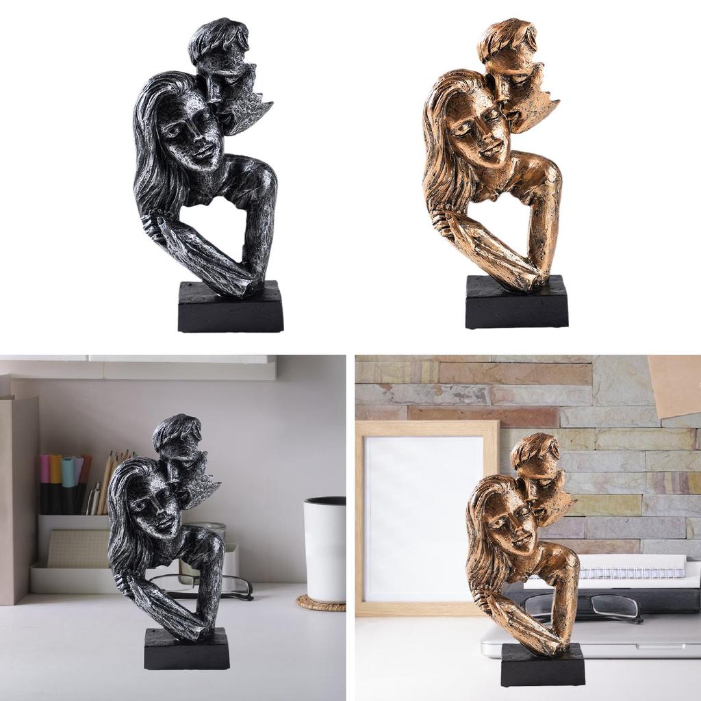 Abstract Kissing Couple Face Sculpture Artwork Kissing Lover Statue for Farmhouse Living Room Festival Shelves Wedding Gift