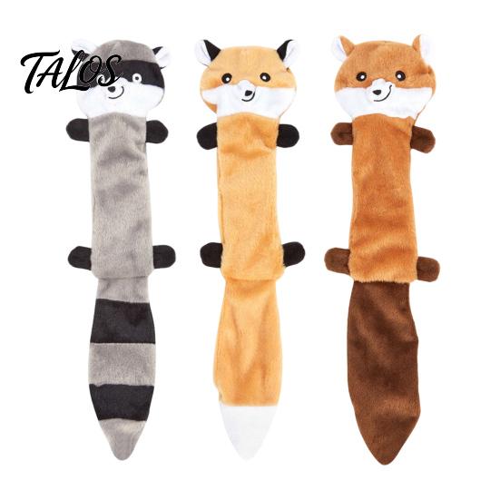 Active Play Pet Accessories Crinkle Animal Dog Toy, Plush Squeaky Chew Fox Raccoon Portable Toys for Travel Squirrel Puppy Teething Toy Small