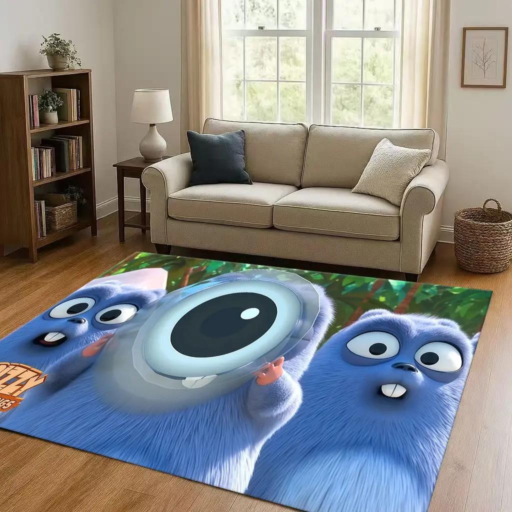 3D Kawaii Grizzy and The Lemmings Cartoon Living Room Non-Slip Area Rug Carpet for Bedroom Playroom Sofa,Home Doormat Gift Kid