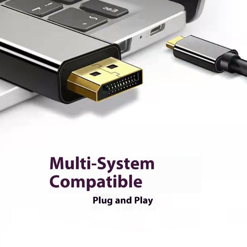 Type C To DP Cable 4K@60Hz Plugs  & Play USB Type C To DP Cable Simple Installation for Gaming Monitors Laptops Tablets