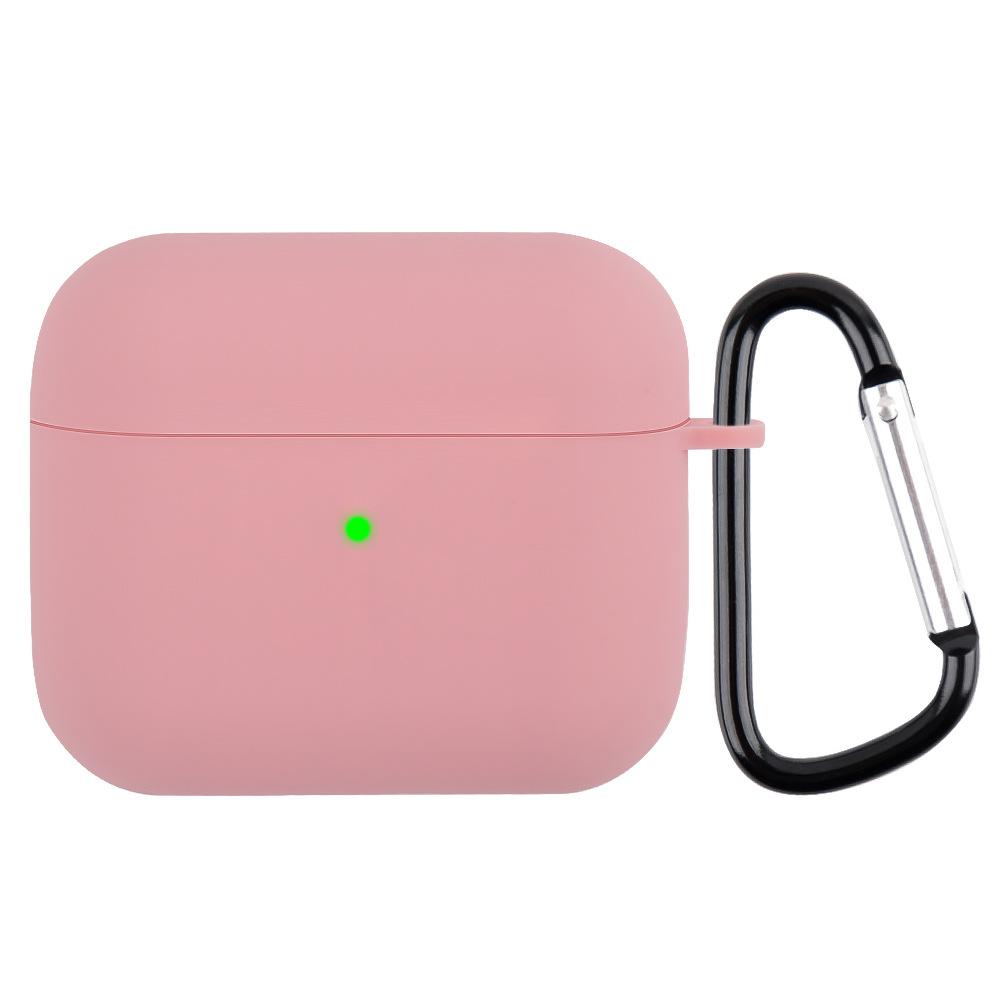 Suitable for AirPods 3 Silicone Solid Color Buckle Earphone Cover Anti-drop Non-slip Protective Cover Portable Soft Case