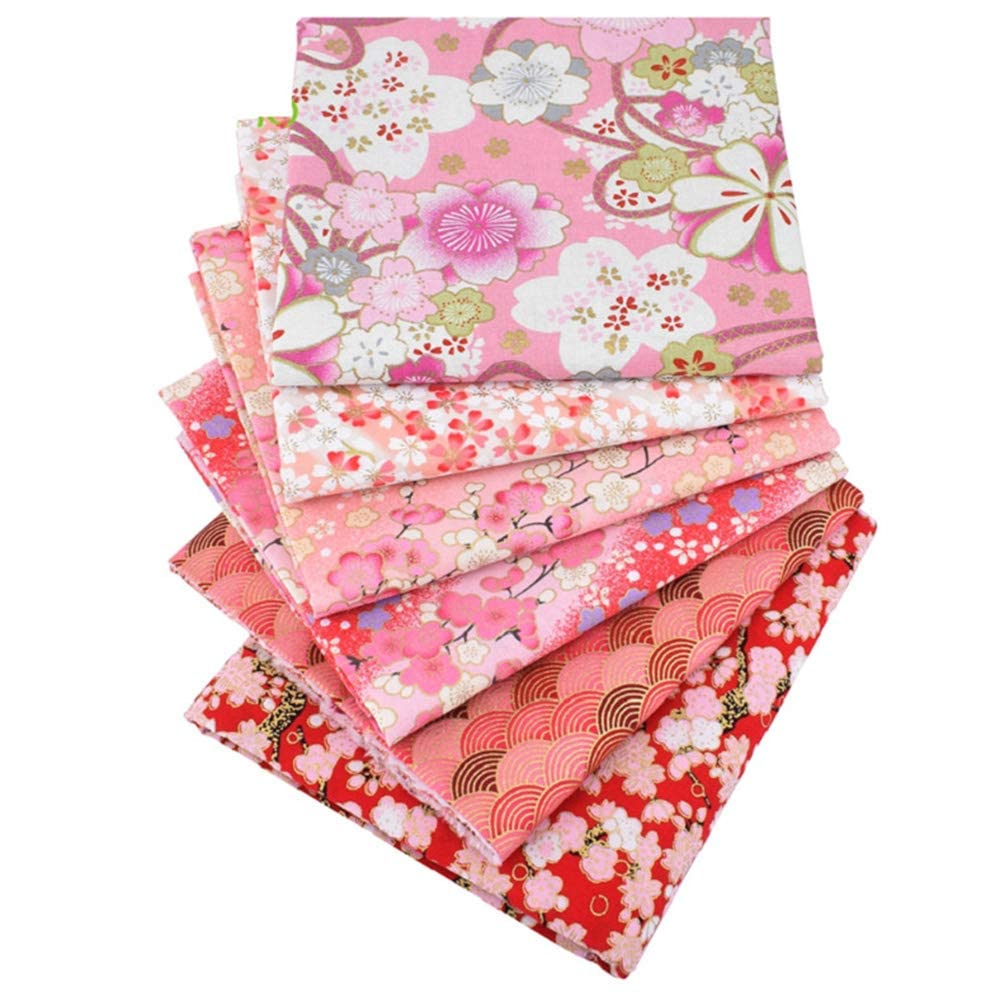 misaki Japanese Pattern Fabric Scraps Japanese Cut 48cm Set, Floral, Metallic, Cotton, Fabric, Cloth, Stylish, Crafts, DIY, Patchwork, Handmade,