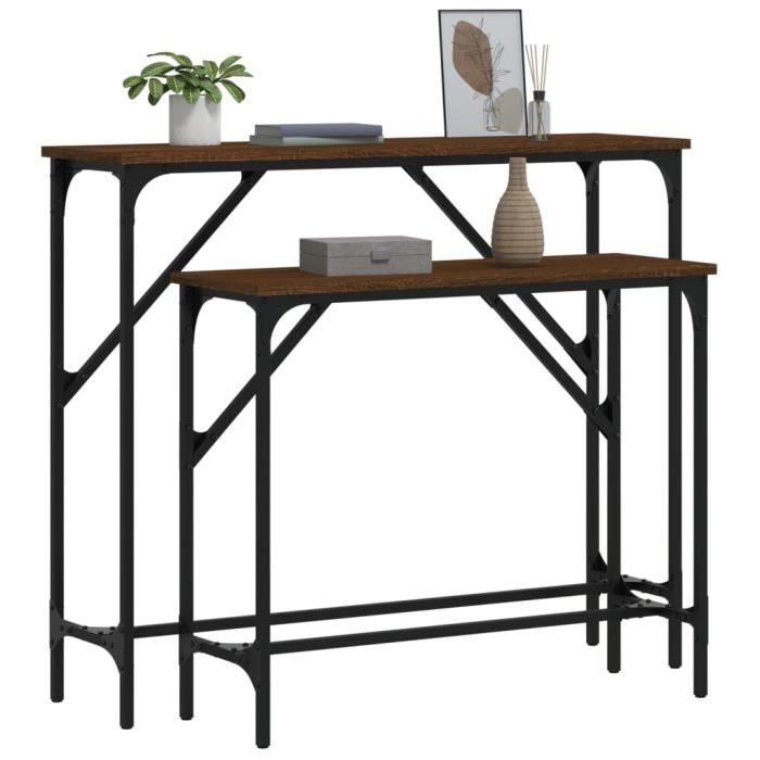 VidaXL Tables console 2 pcs chêne marron bois d'ingénierie 834144
