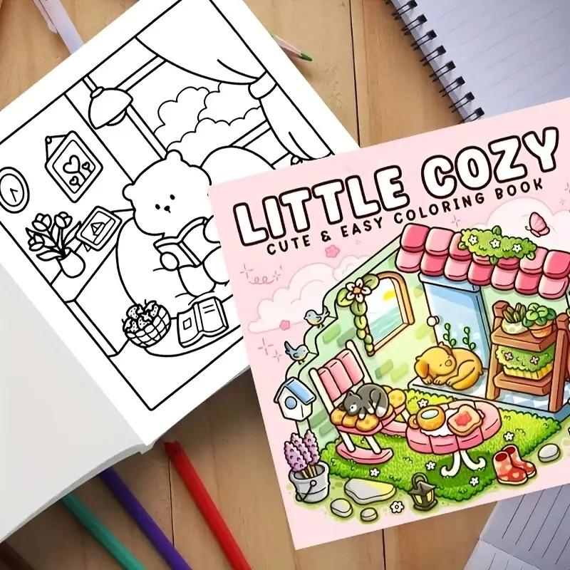 LITTLE COZY Adult Coloring Book Stress Relief 1pc with 22 Thick Paper Pages And Bold Designs No Batteries Required Ideal Gift