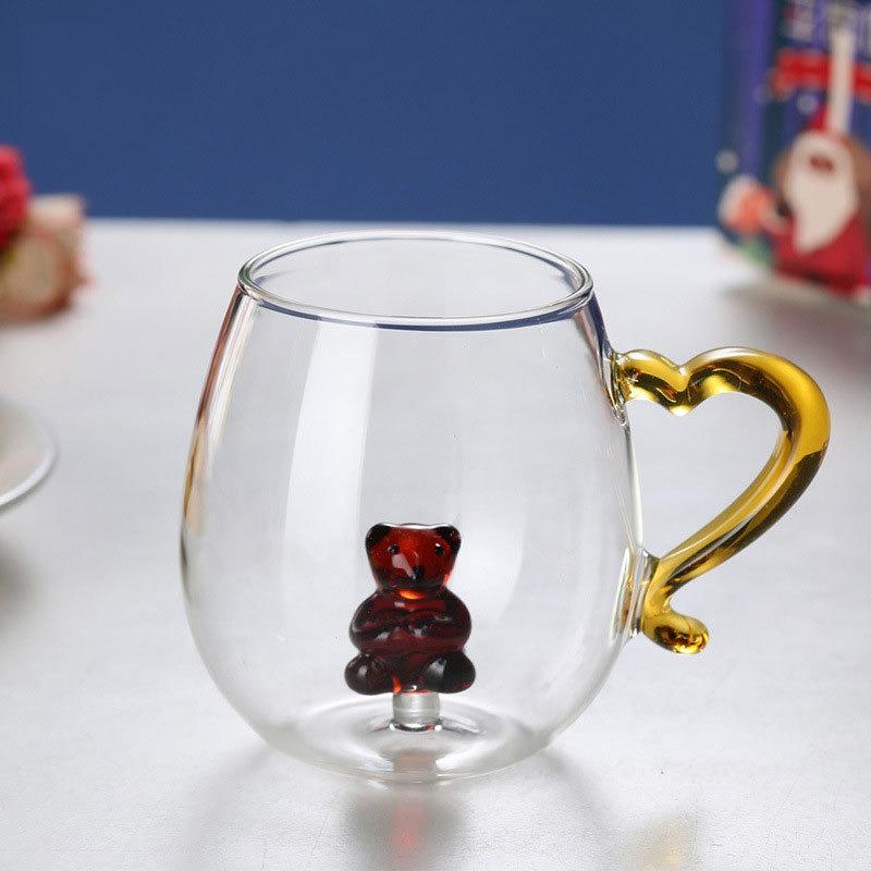 350ml Christmas Glass Cup Creative Chriatmas Tree Snowman Animal Shape Single Layer Glass Cups Home Juice Cold Drink Cup Gifts