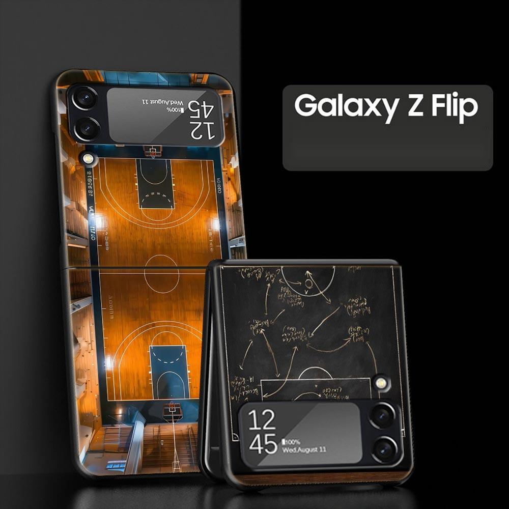 Football Basketball Tactical Board Hard PC Phone Case For Samsung Galaxy Z Flip 7 6 5 4 Black Cover For Galaxy Z Flip 3 Foldable