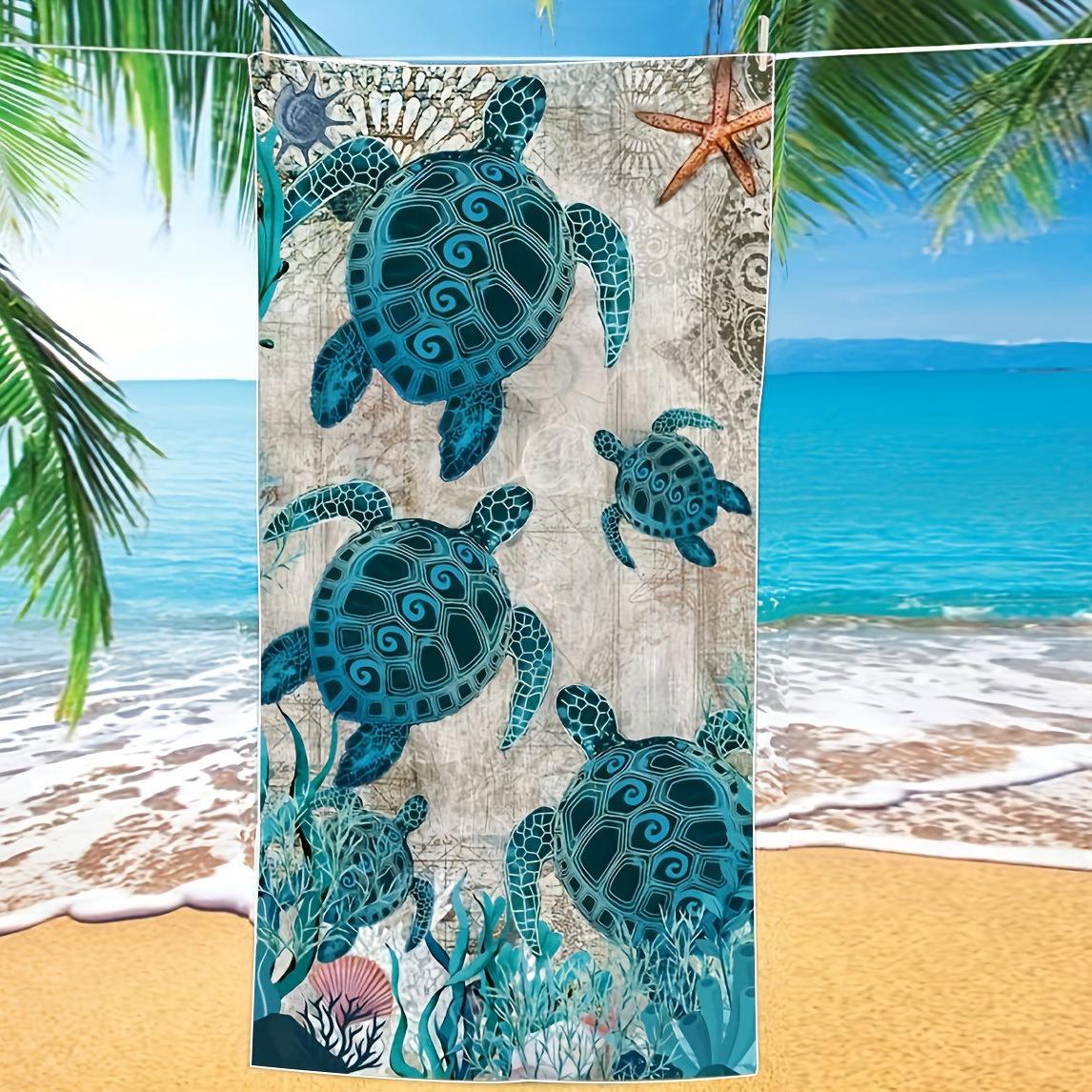 Large Turtle Pattern Printed Microfiber Beach Towel, Bath Towel 50x100