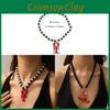Small Lobster Pendant Necklace With Black And White Beads For Women Summer Fashion