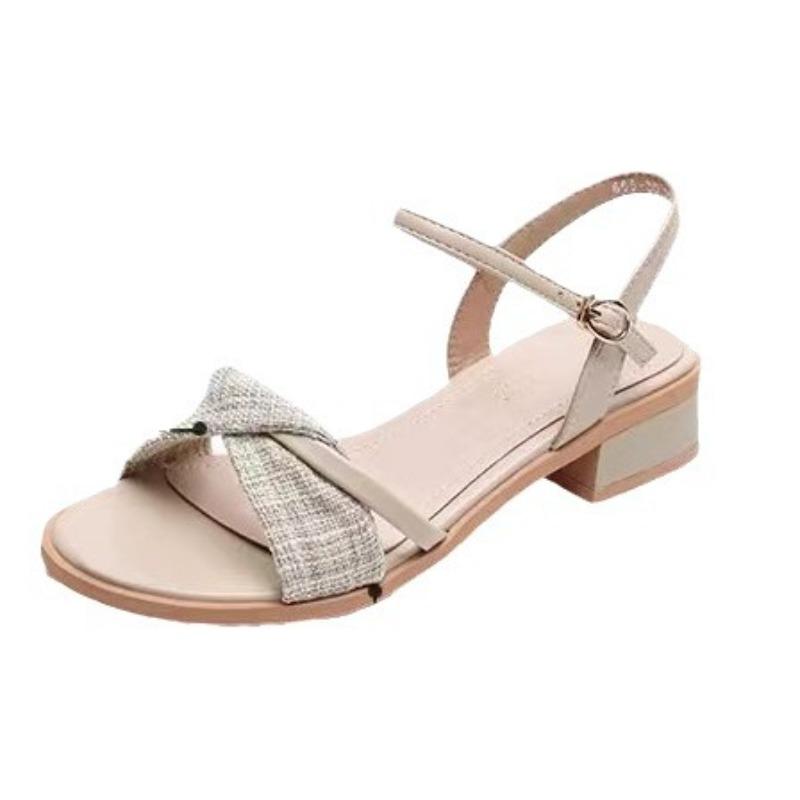 Fashion Fashion Retro Roman Sandals Womens 2025 Summer New Mid-Heel One-Word Buckle Womens Sandals Lady Style High Heels Women