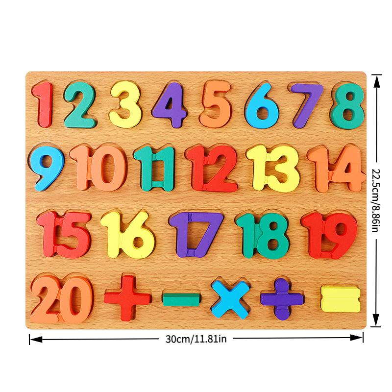 Colorful Alphabet Number Wooden Puzzles Kids Intelligent Matching Game Preschool Children Early Educational Toys
