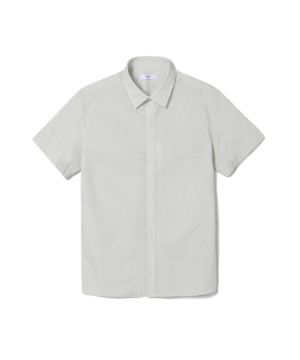 Notig 100% Cotton Comfort Slim Fit Mini Check Short Sleeve Shirt Gray Grey/095