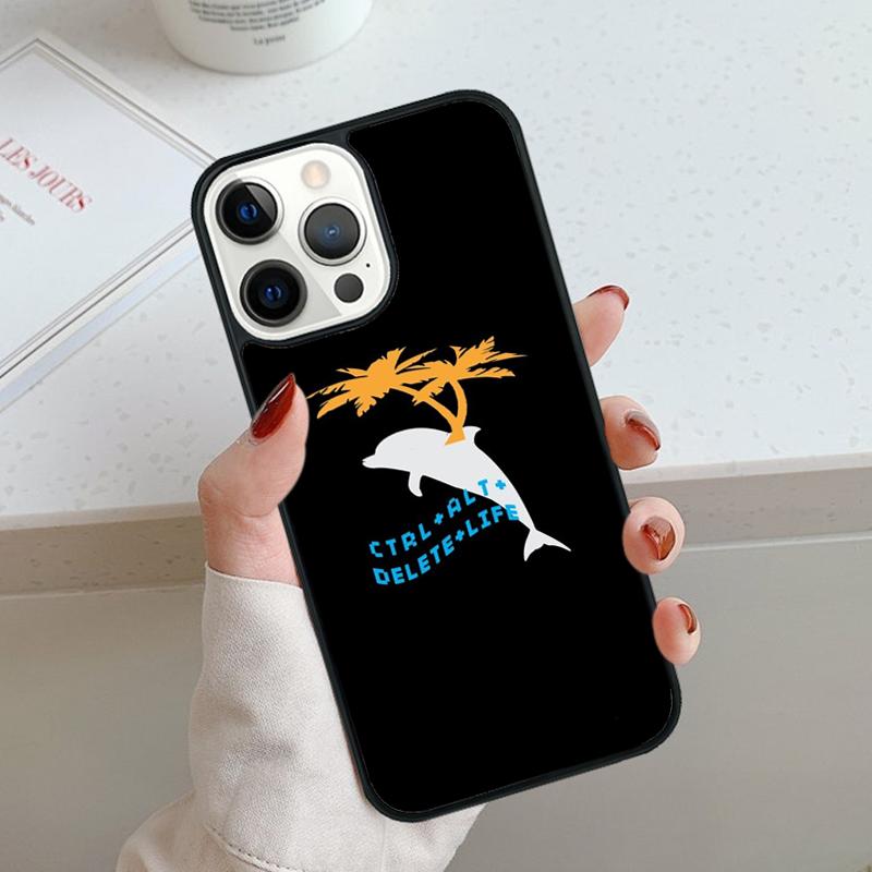Vaporwave Dolphin Phone Case For iPhone 17 Air 11 12 13 14 15 16 Pro Max Cover For iPhone 17 Air Max Plus Coque Shell