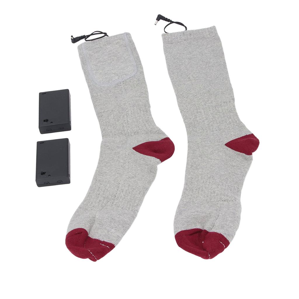 Electric Heated Socks Battery Operated Comfortable Cotton Socks for Winter Travel Camping Cycling Skiing Hiking One Size