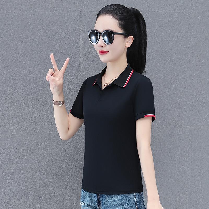 2024 Summer Women's POLO Collar Short-Sleeve Lapel Bottoming T-Shirts for Middle-Aged