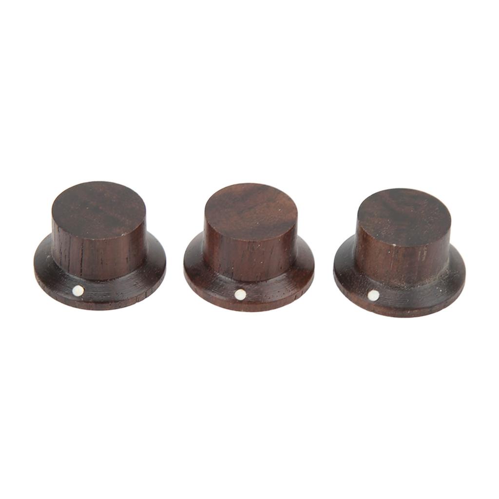 3Pcs Guitar Knob Set Rosewood Odorless No Letters White Point Robust Wooden Guitar Control Knob Replacement