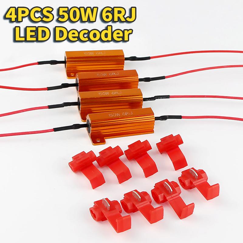 2/4 PCS 25W 50W Car LED Canbus Decoder 8ohm 6ohm Load Resistors for Automobile Turn Signal Lantern License Plate Lamp Resistance