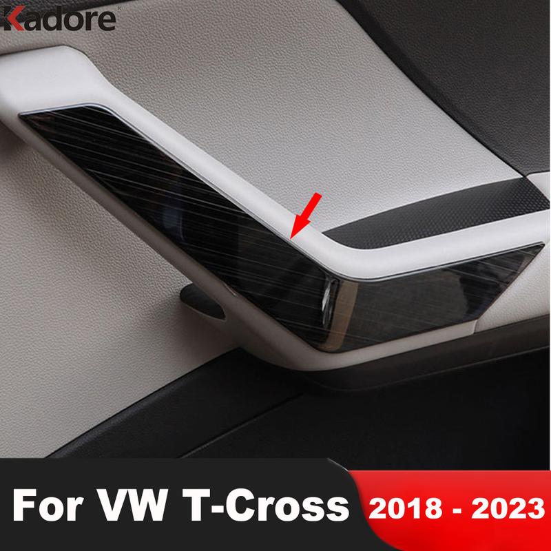 For Volkswagen VW T-cross Tcross 2018 Steel Car Inner Door Handrail Handle Armrest Cover Trim Strips