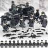 MOC Transfronteiriço Fato Militar Bloco de Construção Miniatura Preto SWAT Veículo Off-Road Montagem de Partículas Pequenas Saco de Brinquedo