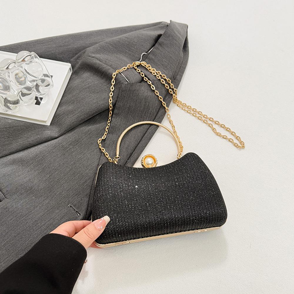 Metal Top Handle Evening Banquet Bag Snap Closure Ladies Clutch Bag Casual Handbag  Wedding