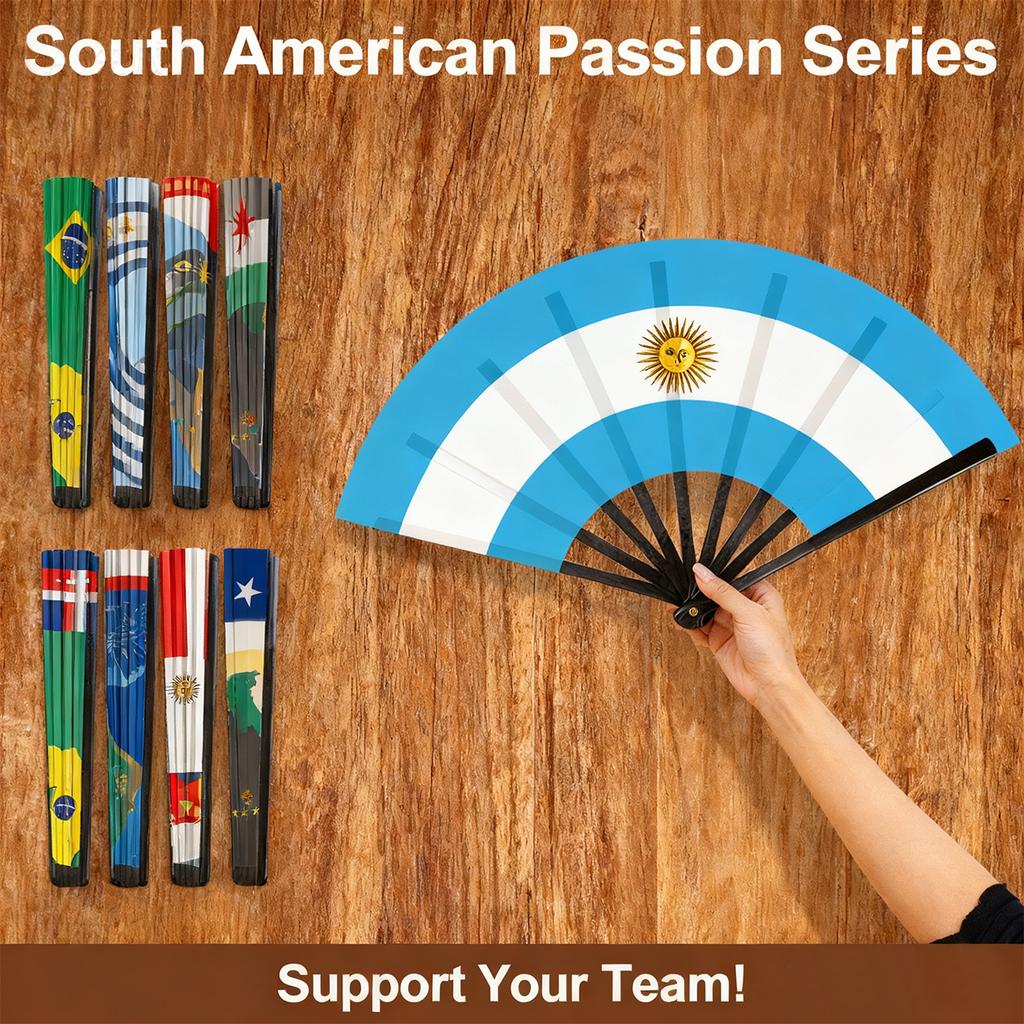 South America Passion 22cm Folding Fan 8 National Flags Hand Held Fan For Cheering At Sports Events Parties And Celebrations