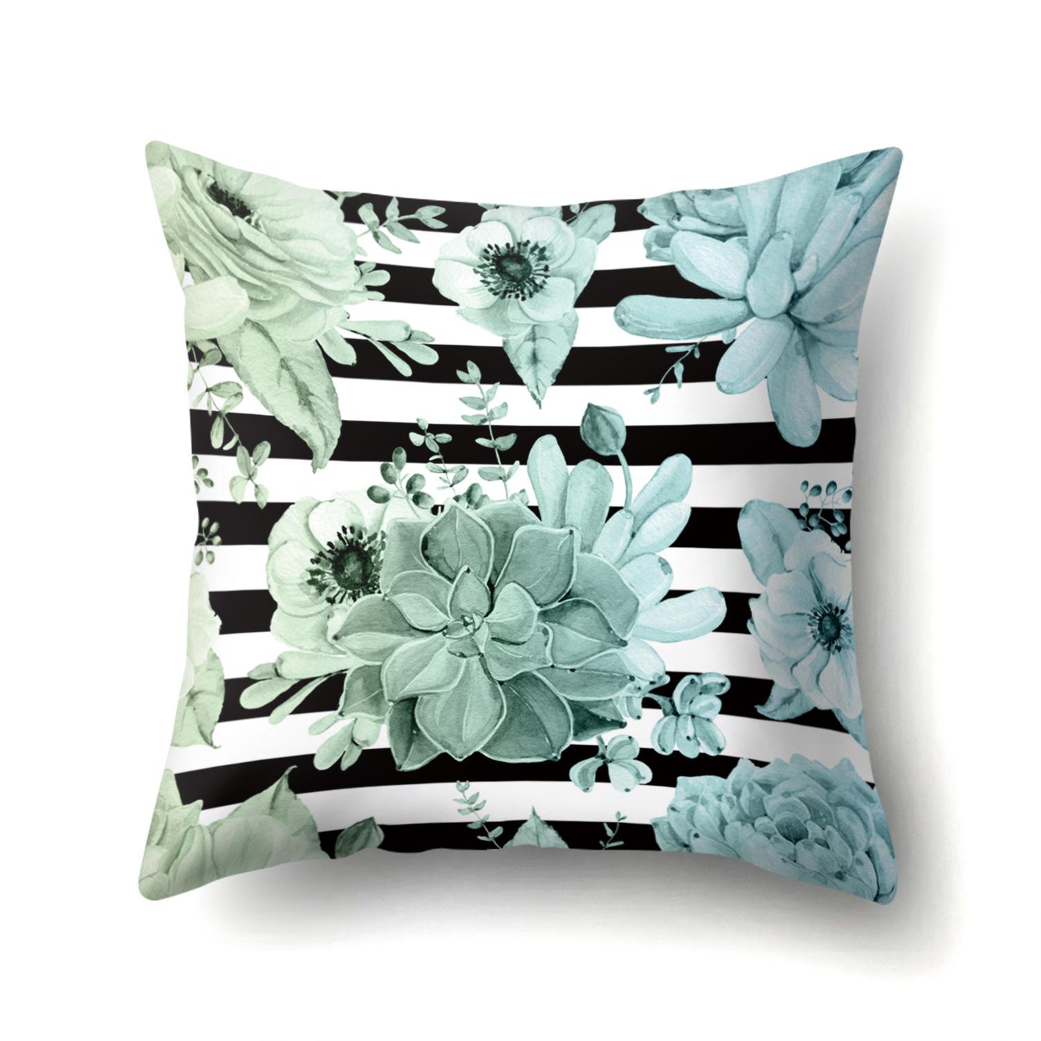 

European And American Green Leaf Polyester Pillow Cover Car Sofa Pillow Cover Premium Durable Quality Useful Practical 45 * 45 without pillow core