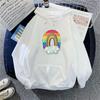 Women's Rainbow Print Hooded Hoodie for Autumn Winter Ladies Loose Oversize Fleece Sweatshirt for Couples