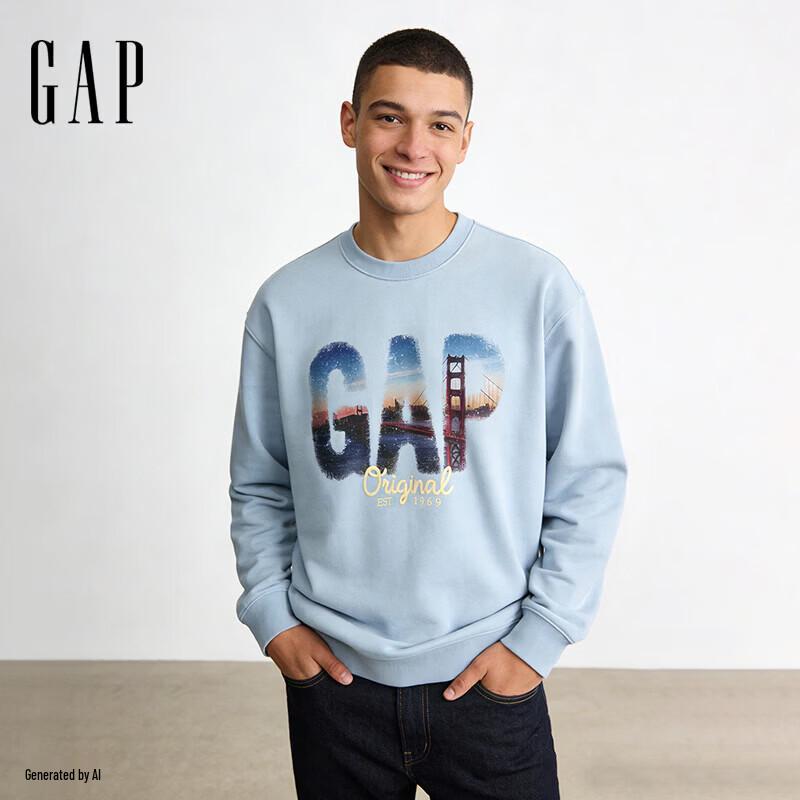 GAP Unisex Logo Print Loose Fit Long Sleeve Sweatshirt