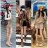 Cowhide Version~ Mushroom Glutinous Lazy Wind Suede Pile Boots Women's 2025 Autumn and Winter New Western Internet Celebrity Short Boots