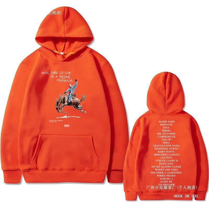 Rapper Bad Bunny Nadie Sabe Lo Que Va A Pasar Mañana Album Fabric New Street Fashion Hoodie Casual Running Sweatshirt Cyberpunk
