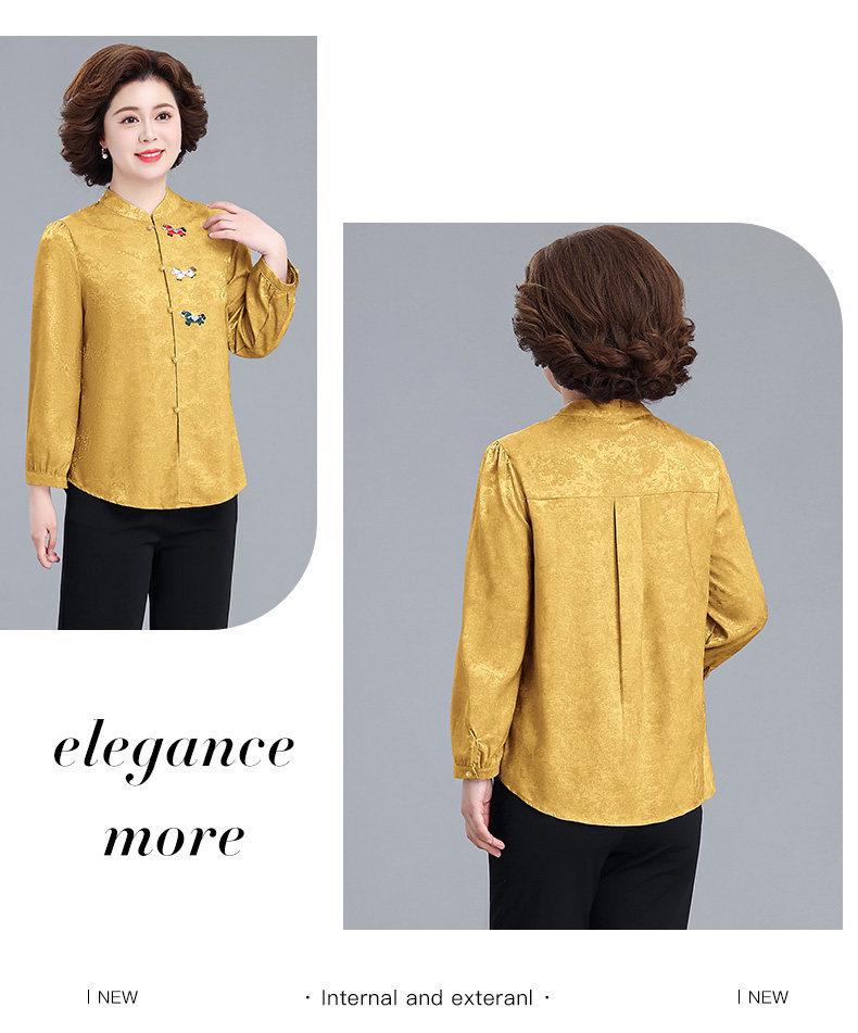 Elegant Spring 2026 Wedding Set: Stylish, Long-Sleeved Blouse for Mothers and Mother-in-Laws - Perfect for Middle-aged and Elderly Women