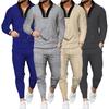 2 Pcs/Set Sports Zipper Stylish V Neck Fitness Top Sweatpants Suit Men Tracksuit
